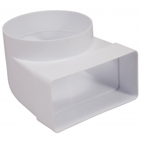 Reducție 90° PVC din conductă circular la rectangular Ø 100 mm / 110x55 mm