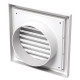 Grilă de ventilație din PVC cu plasă anti-insecte, jaluzele fixe 186x186 mm cu flanșă Ø 125 mm, albă