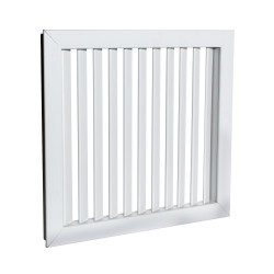 Grilă de ventilație PVC albă cu jaluzele fixe 363x363 mm