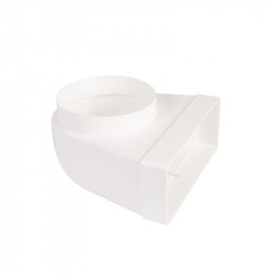 Reducție 90° PVC din conductă circular la rectangular Ø 125 mm / 204x60 mm