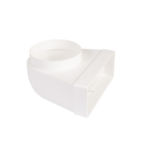 Reducție 90° PVC din conductă circular la rectangular Ø 125 mm / 204x60 mm