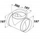 Ramificație metalică tip "T" cu cauciuc de etanșare, Ø 200 / Ø 200 mm