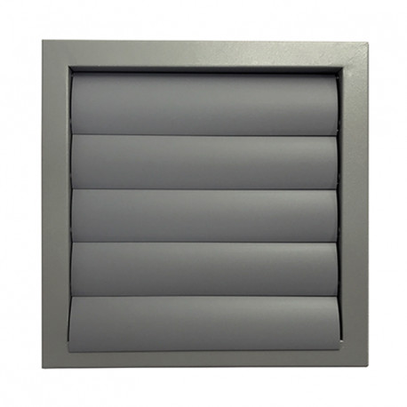Grila de ventilație metalică cu jaluzele gravitaționale fără flanșă 335x335 mm, gri